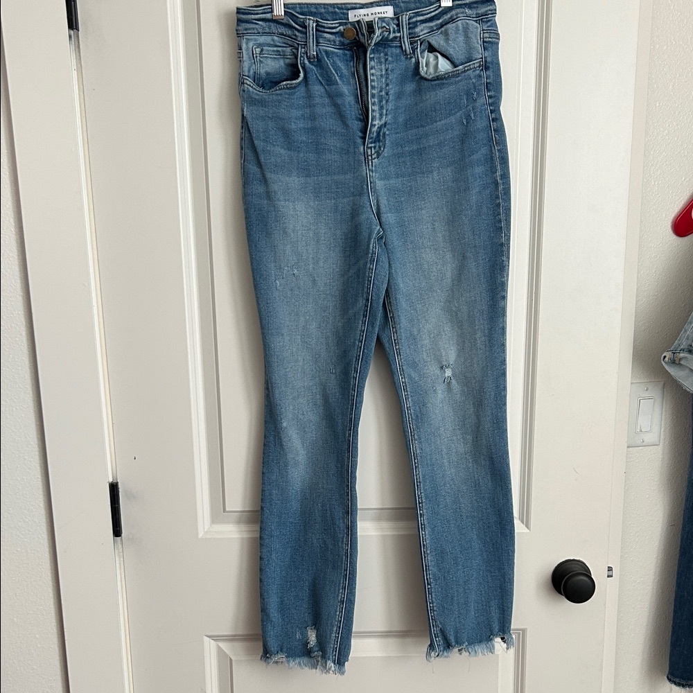 Flying Monkey Distressed Blue Ankle Jeans